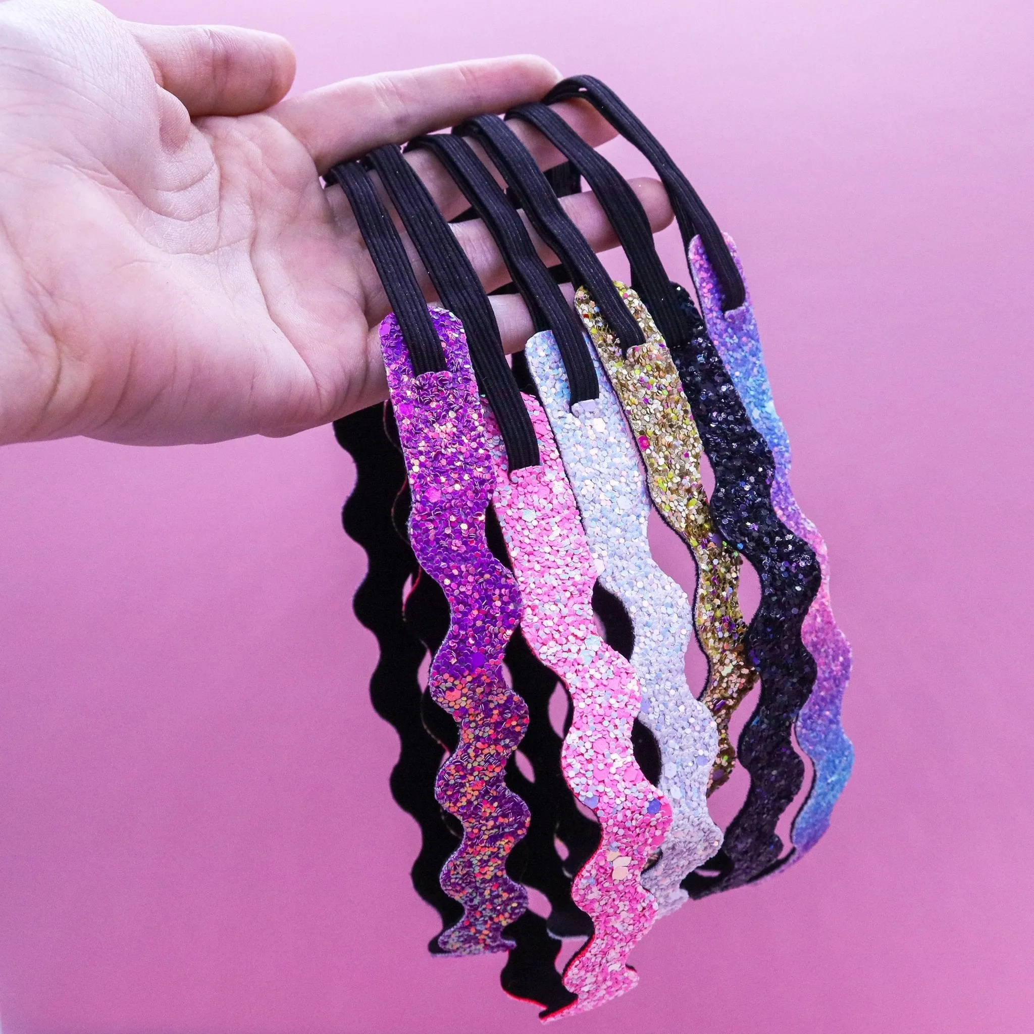 Adjustable No Slip Glitter Headbands - 6 Pack