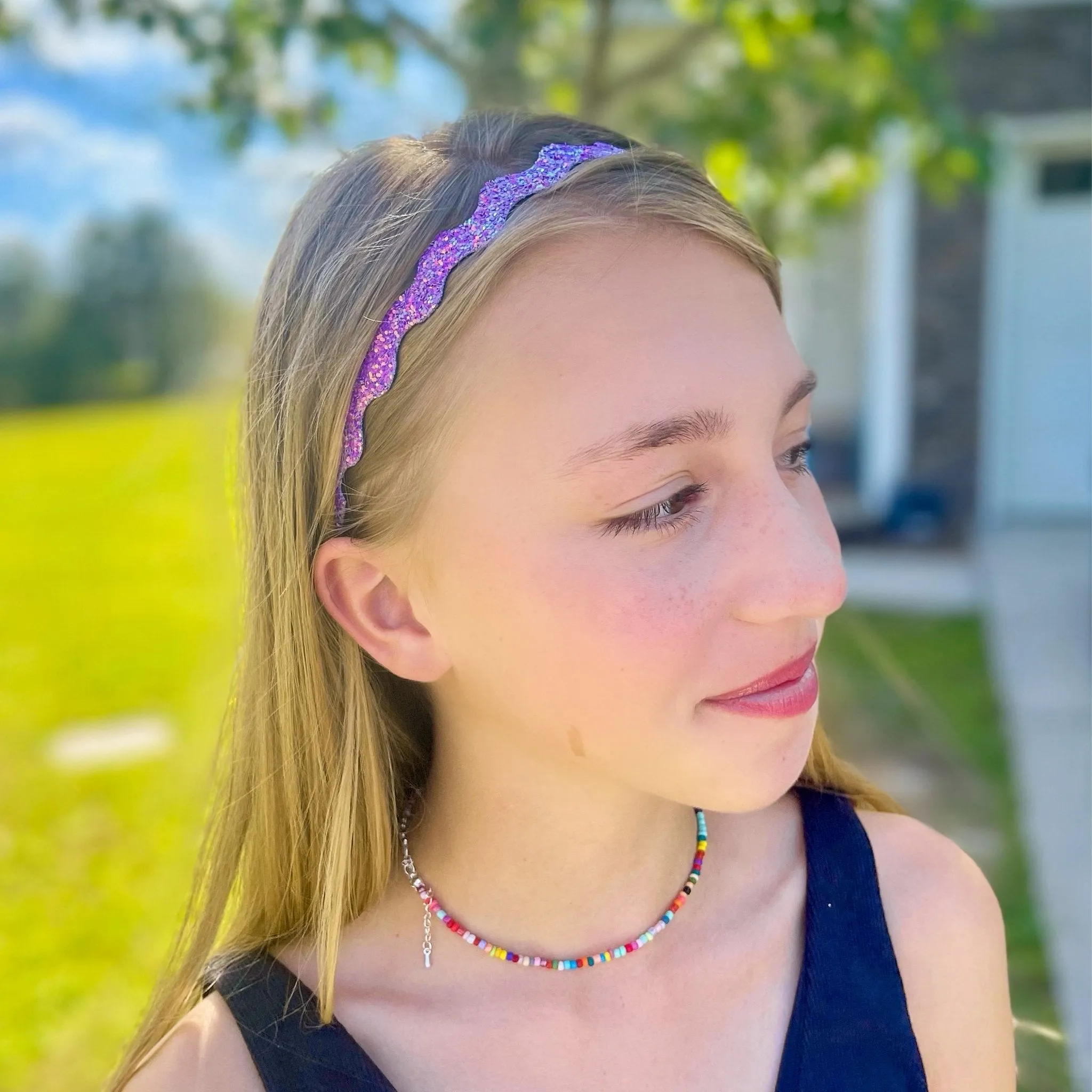 Adjustable No Slip Glitter Headbands - 6 Pack