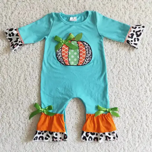 Baby Romper - Girls Applique - Autumn Pumpkin Western