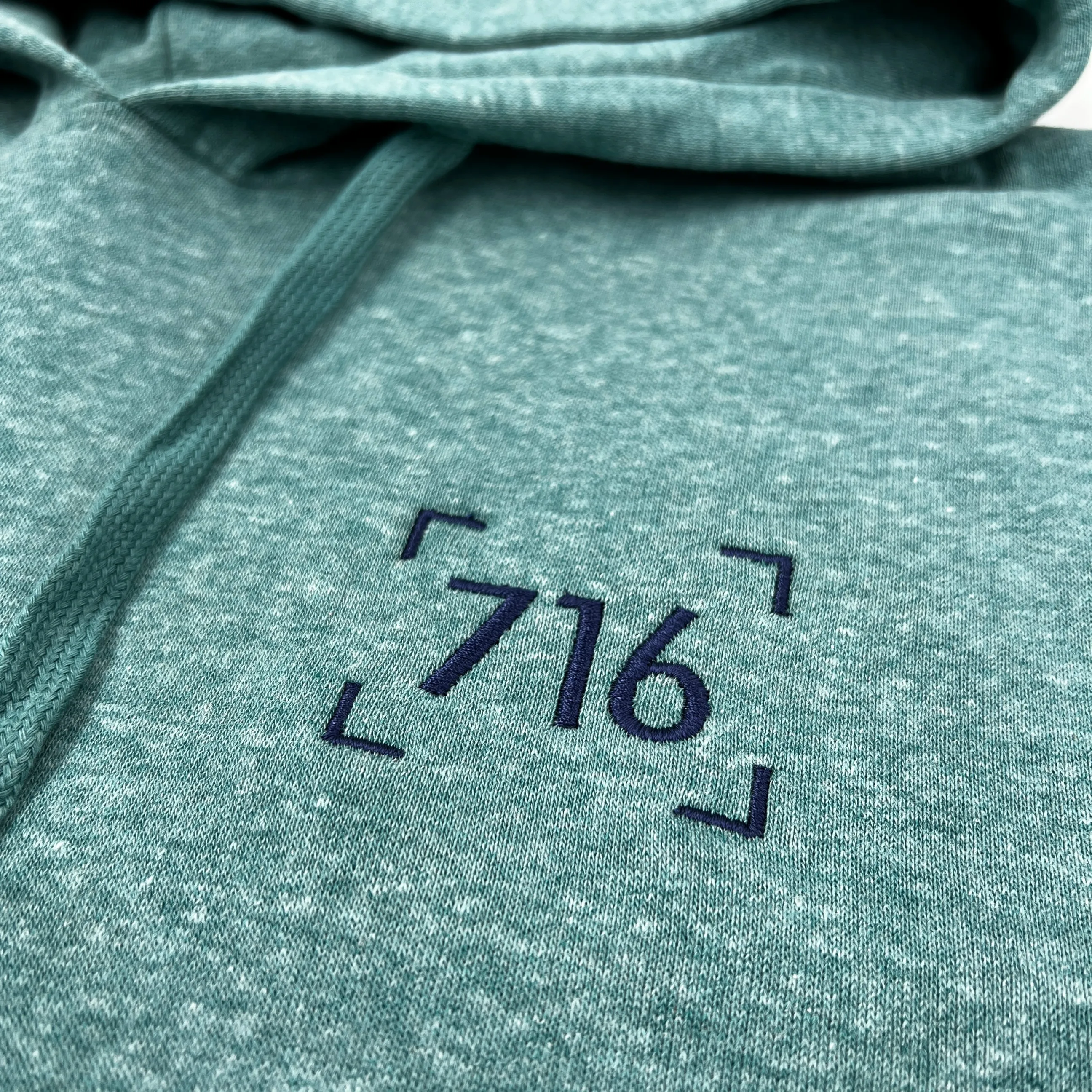 BFLO Embroidered 716 Heathered Green Hoodie