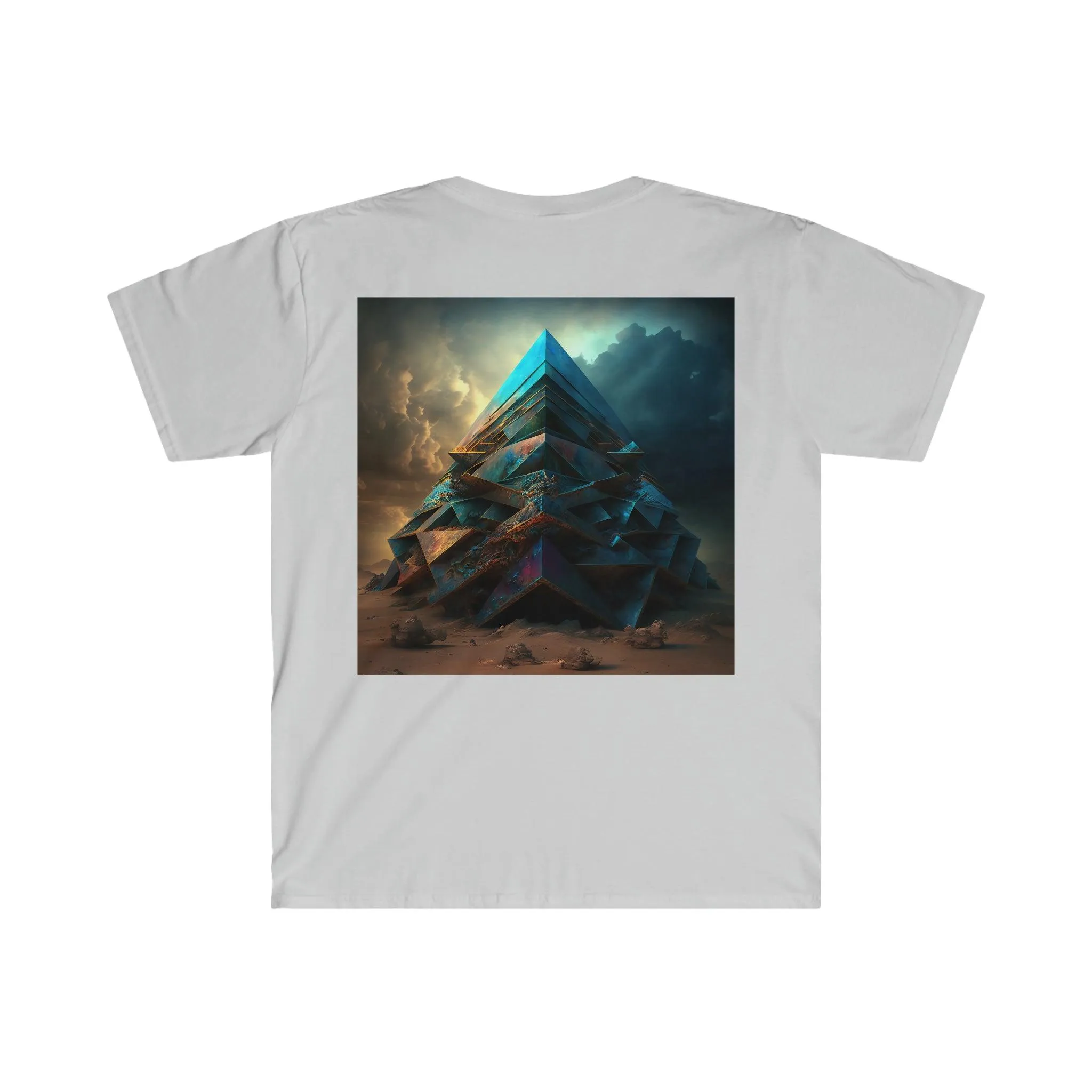 Bismuth Pyramids: Colorful and Surreal Unisex Soft Style Digital and AI Art T-Shirt for Festival and Street Wear v2