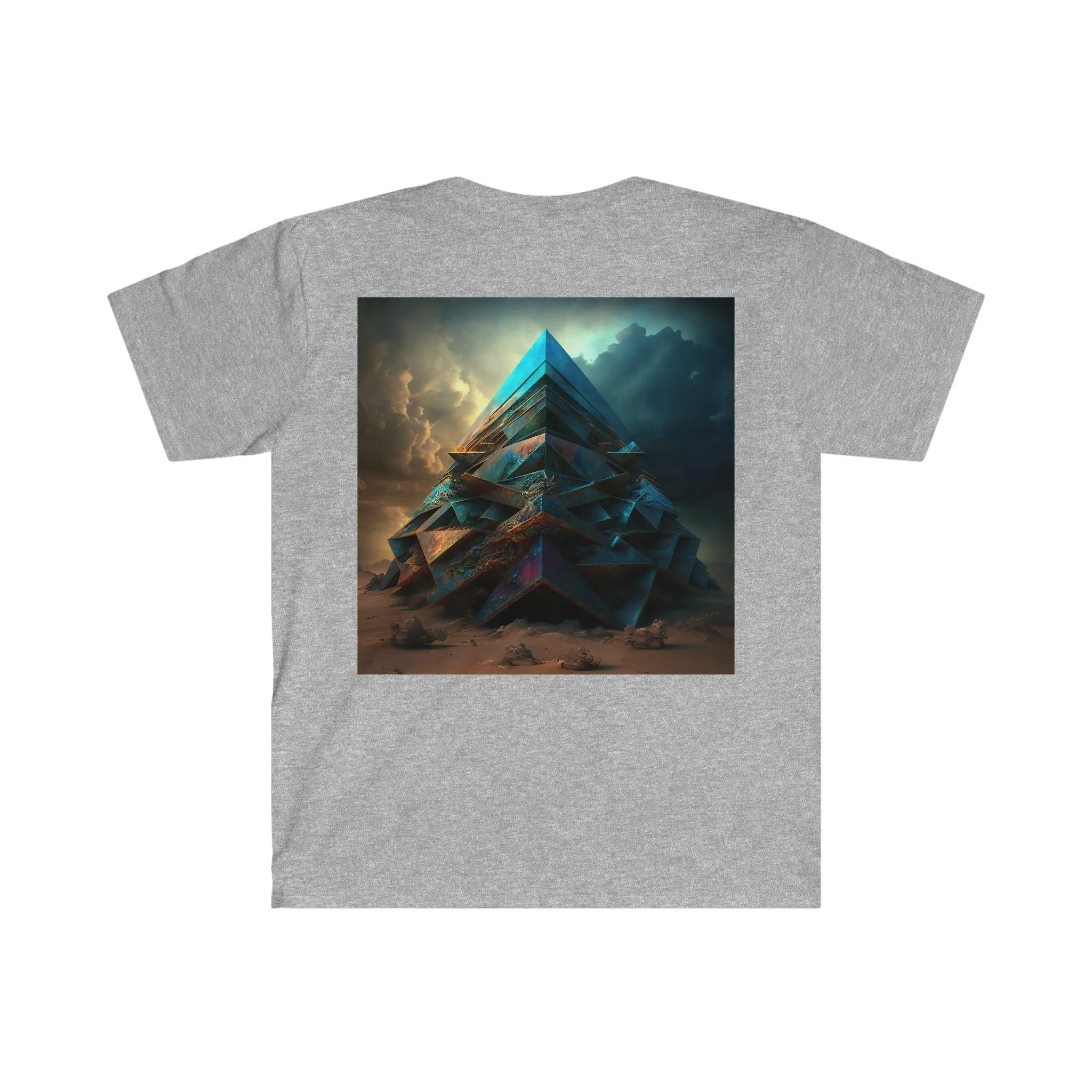 Bismuth Pyramids: Colorful and Surreal Unisex Soft Style Digital and AI Art T-Shirt for Festival and Street Wear v2