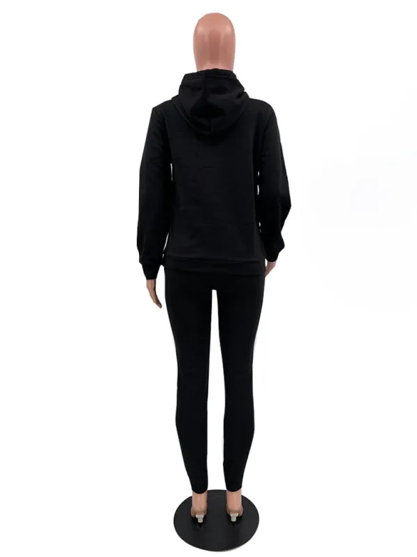 Casual fleece sweater two-piece hoodie tracksuit