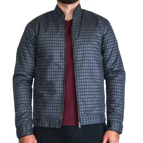 Stylish Grey and Black Checkered Cotton Jacket for Men