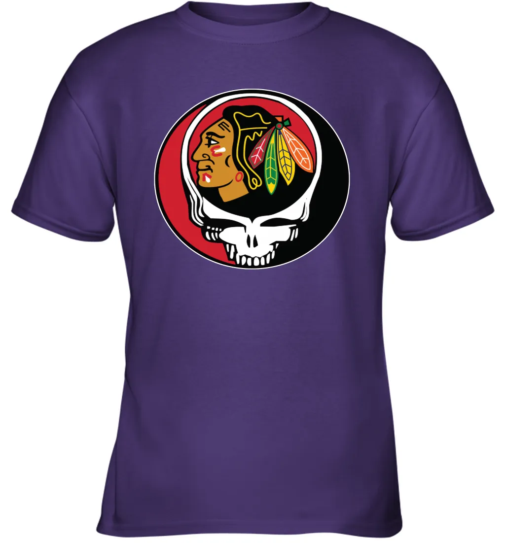 Chicago Blackhawks Grateful Dead Steal Your Face Hockey NHL Youth T-Shirt