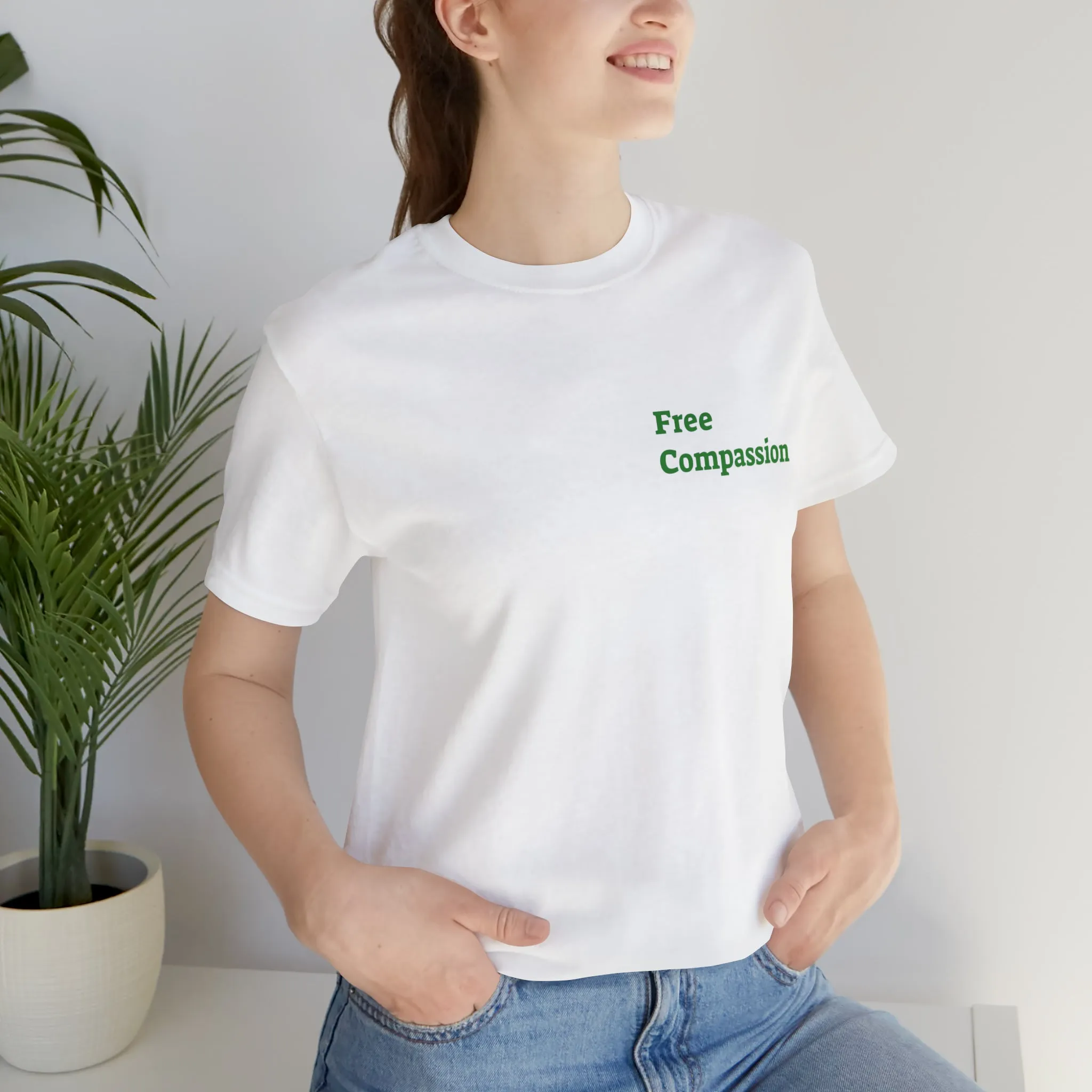 Compassion is Free Unisex Jersey Short Sleeve Tee, QR Code T-shirt, Hidden Message t-shirt, Positive T-shirt, Empowering T-shirt