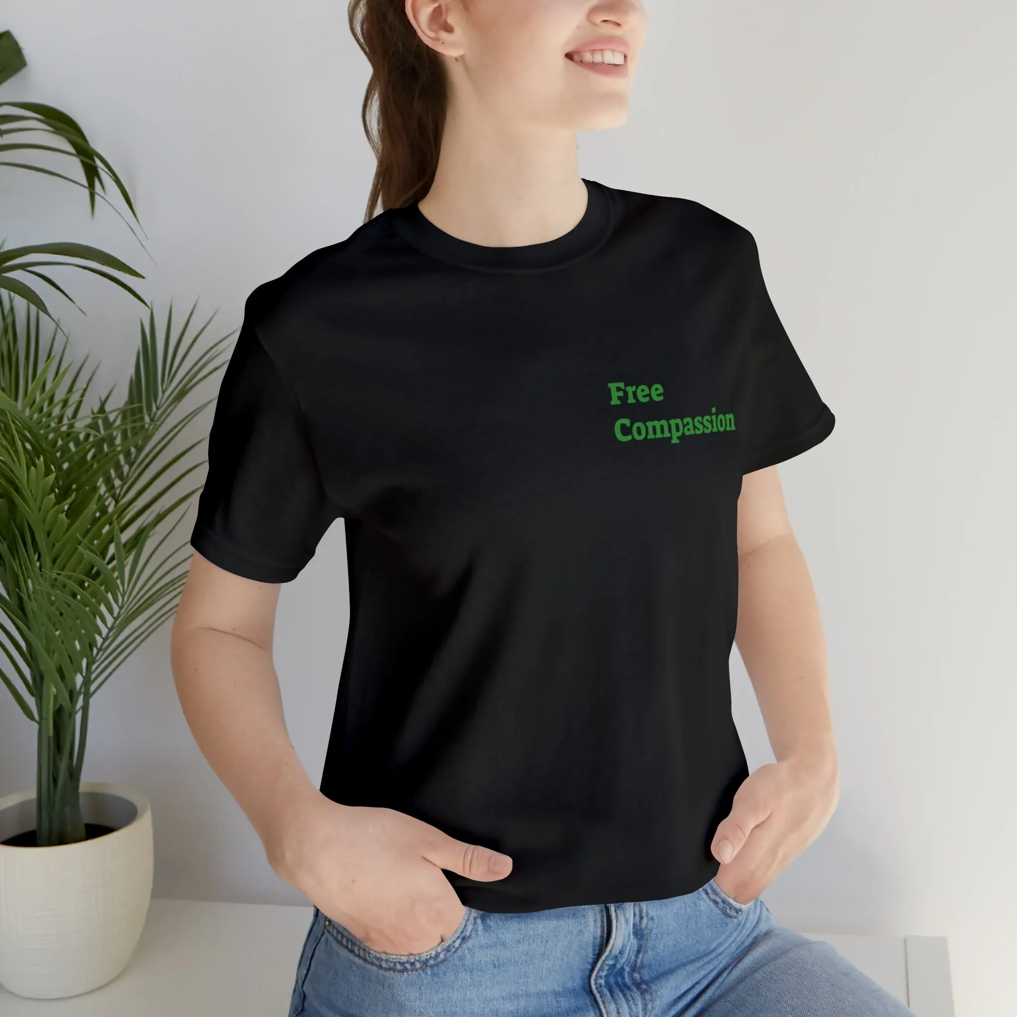 Compassion is Free Unisex Jersey Short Sleeve Tee, QR Code T-shirt, Hidden Message t-shirt, Positive T-shirt, Empowering T-shirt