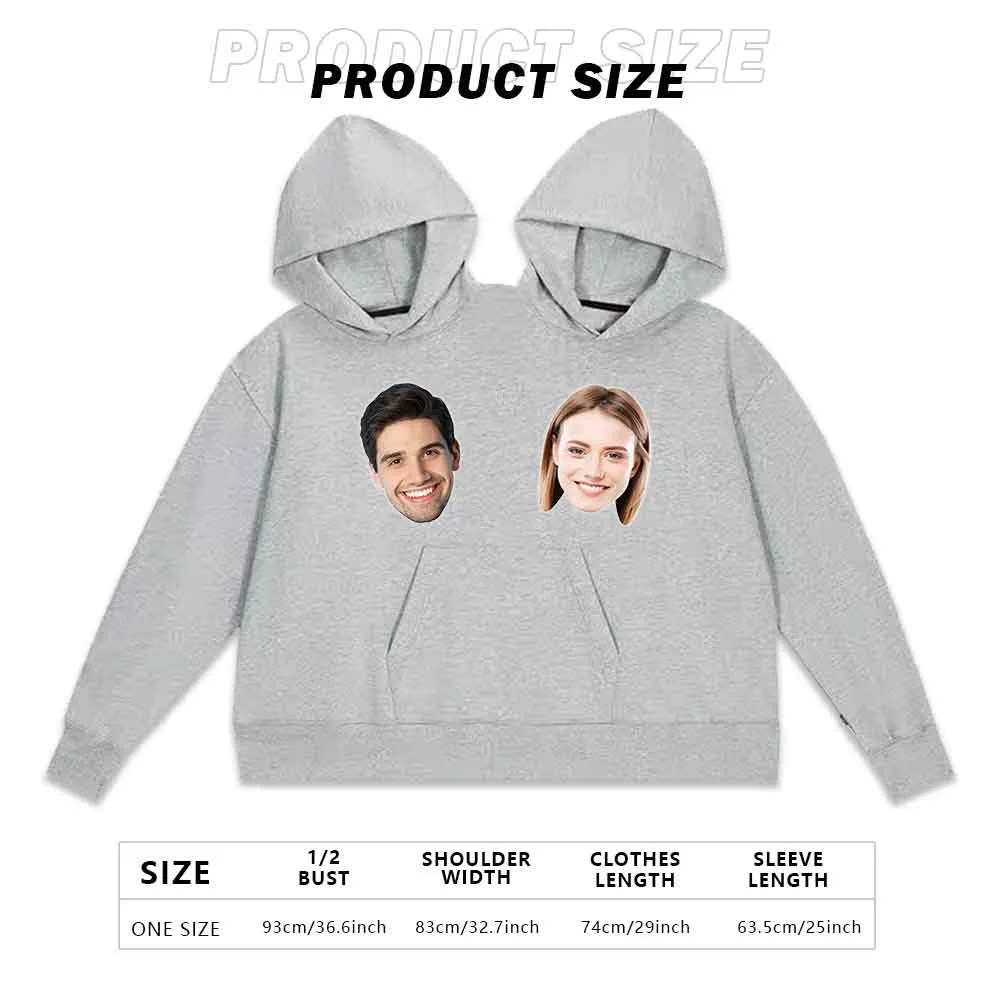 Custom Pet Face Christmas Hat Funny Couple Double One-piece Hoodie Personalized Two Person Intimate Hoodie