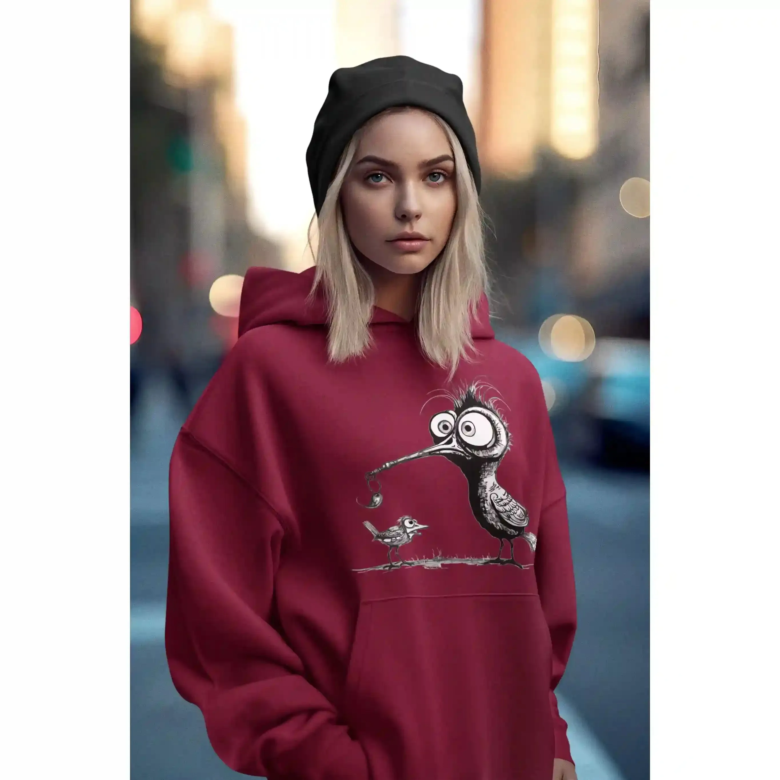 Damen Hoodie mit Vogelmotiv "Amsel & Spatz"