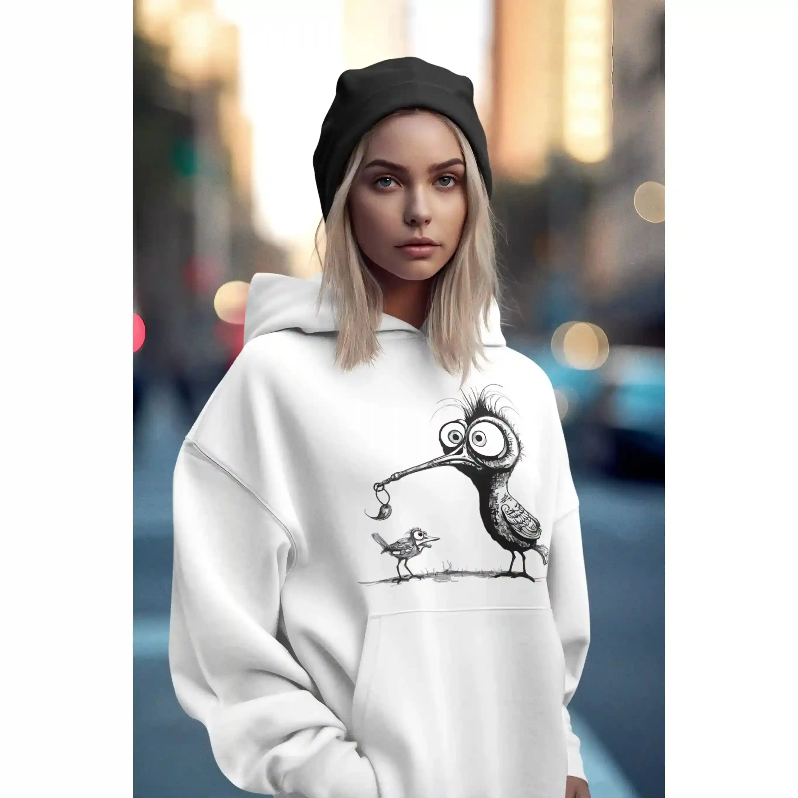 Damen Hoodie mit Vogelmotiv "Amsel & Spatz"