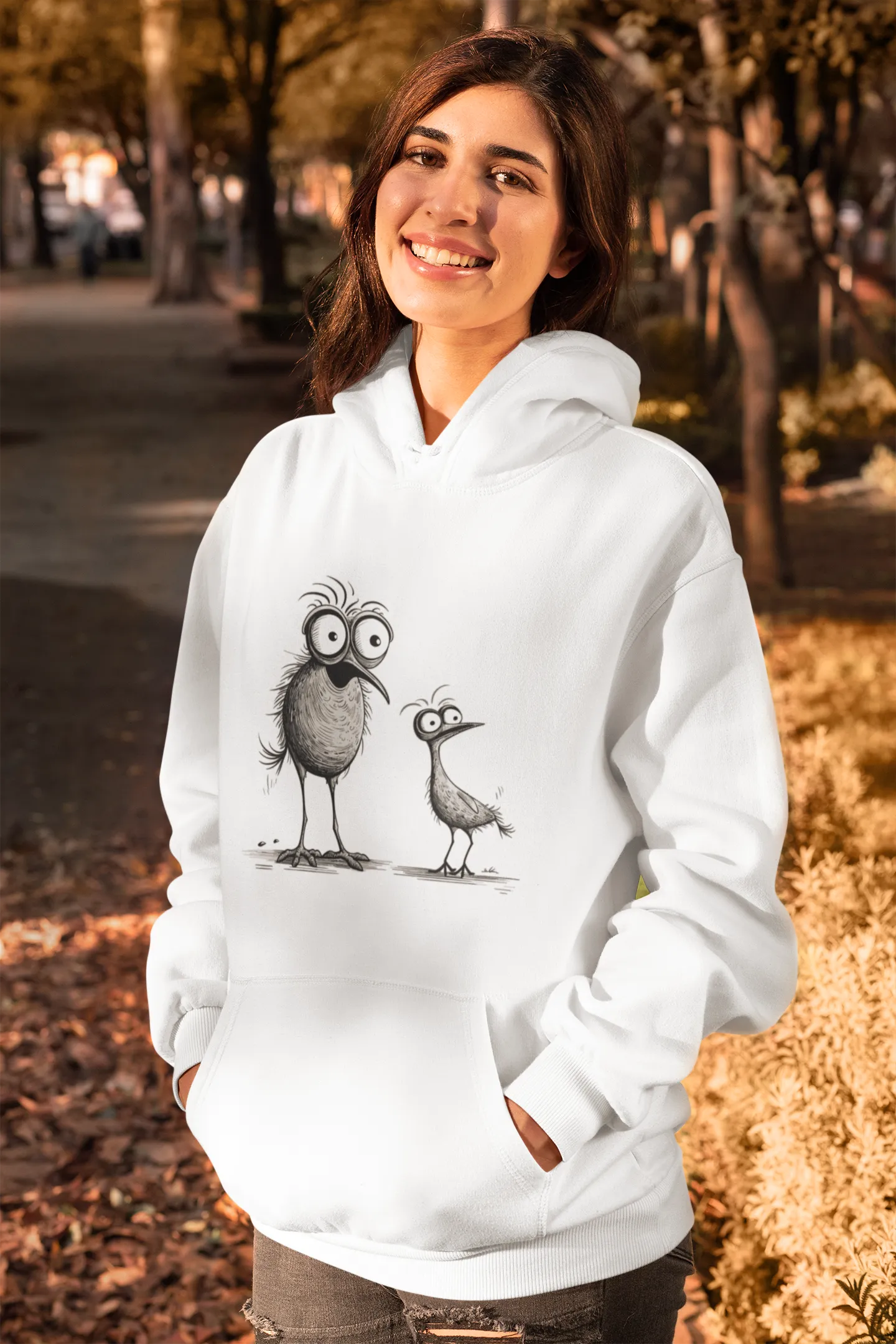 Damen Hoodie mit Vogelmotiv "Funny Birds"