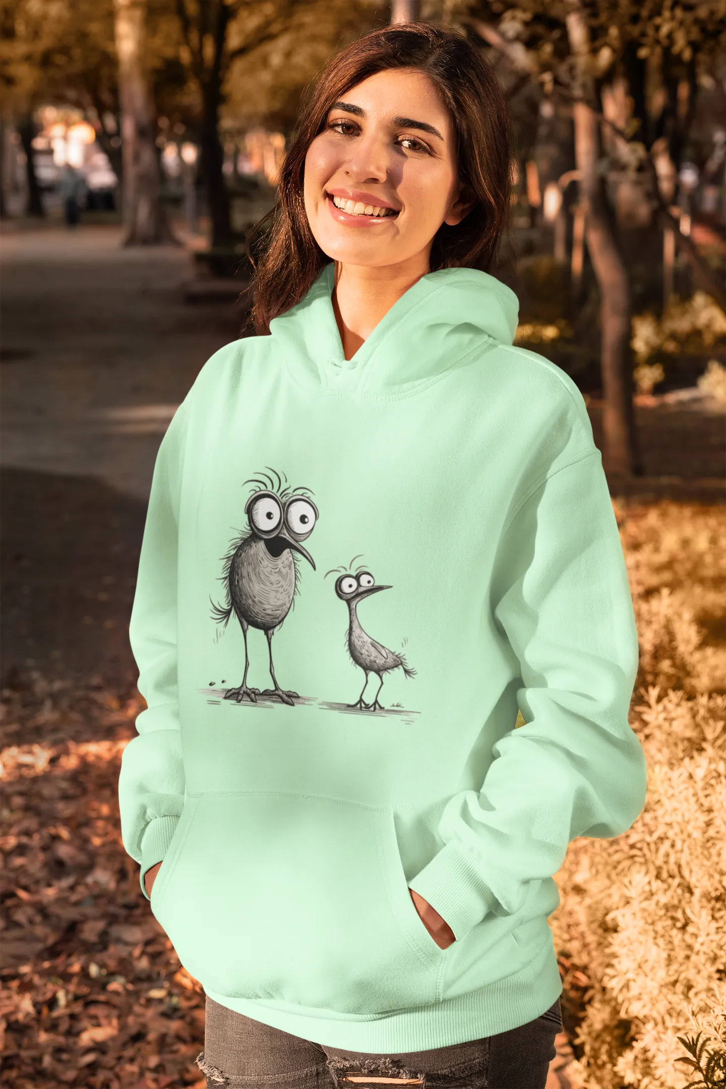 Damen Hoodie mit Vogelmotiv "Funny Birds"