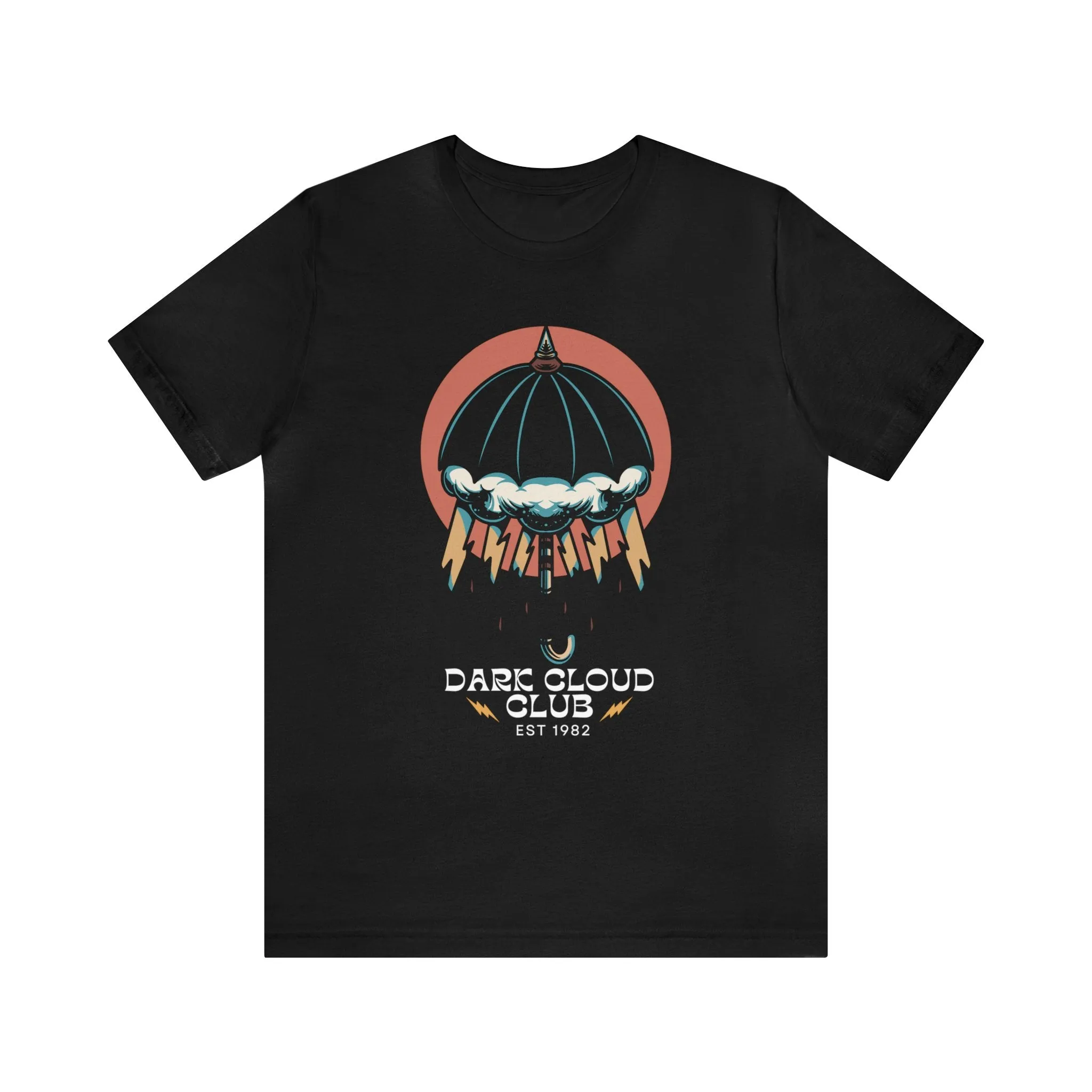 Dark Cloud Club Umbrella Lightning Tattoo T-shirt / Dark Cloud Lightning Eye Unisex Traditional Tattoo Tee Shirt / Punk Rock Clothing Tshirt