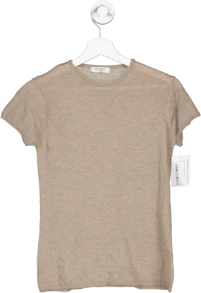 de rococo Beige Knitted Crewneck T Shirt UK S