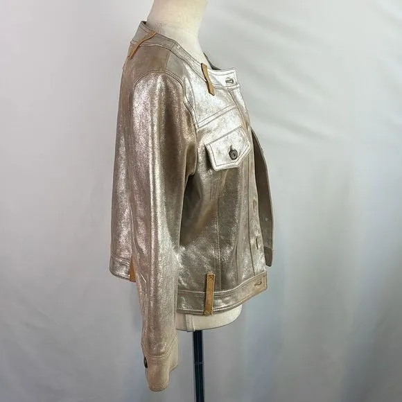 DonaldPlinerNWT Metallic Leather Jacket