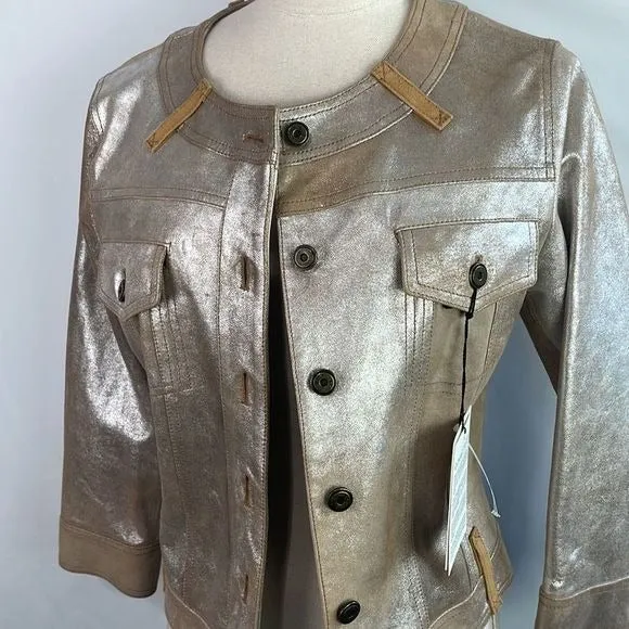 DonaldPlinerNWT Metallic Leather Jacket