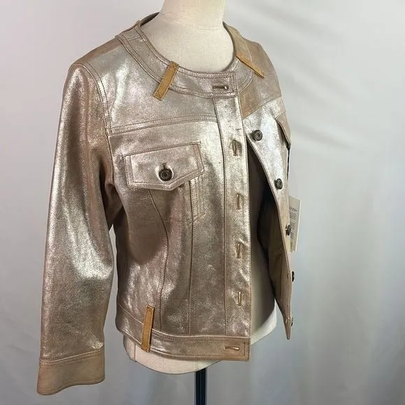 DonaldPlinerNWT Metallic Leather Jacket