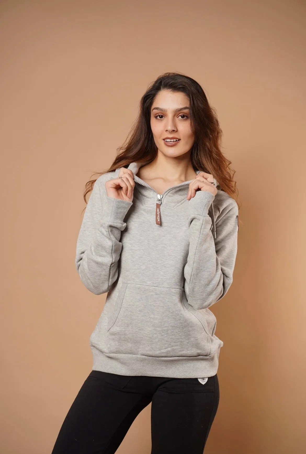 Faith Half-Zip Hoodie in Light Heather Grey