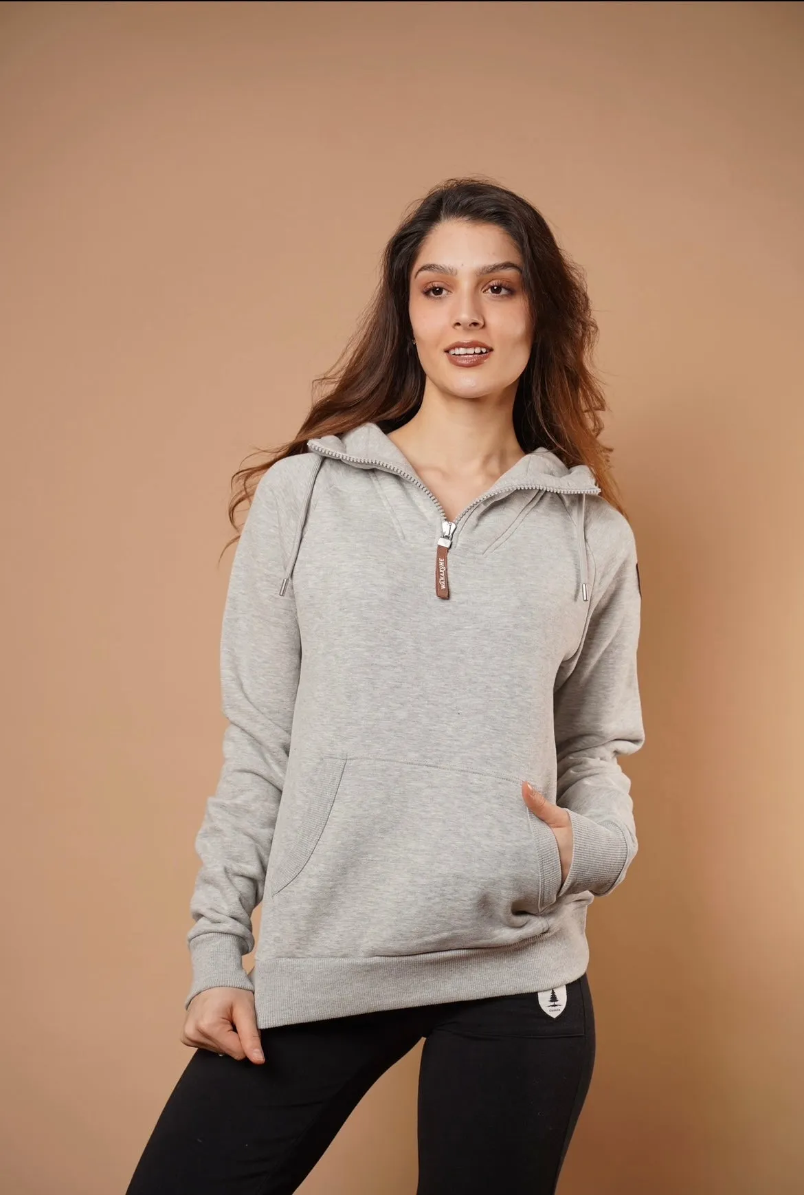 Faith Half-Zip Hoodie in Light Heather Grey