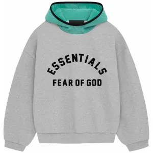 FEAR OF GOD Essentials nylon fleece hoodie light heather/mint leaf (SS24)