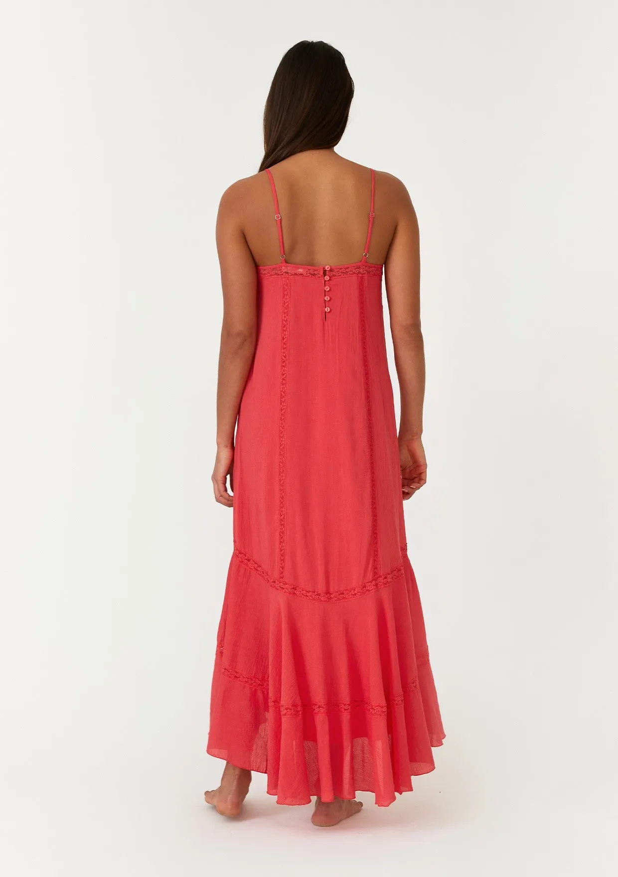 Hadley Lace Trim Maxi Dress, Hibiscus