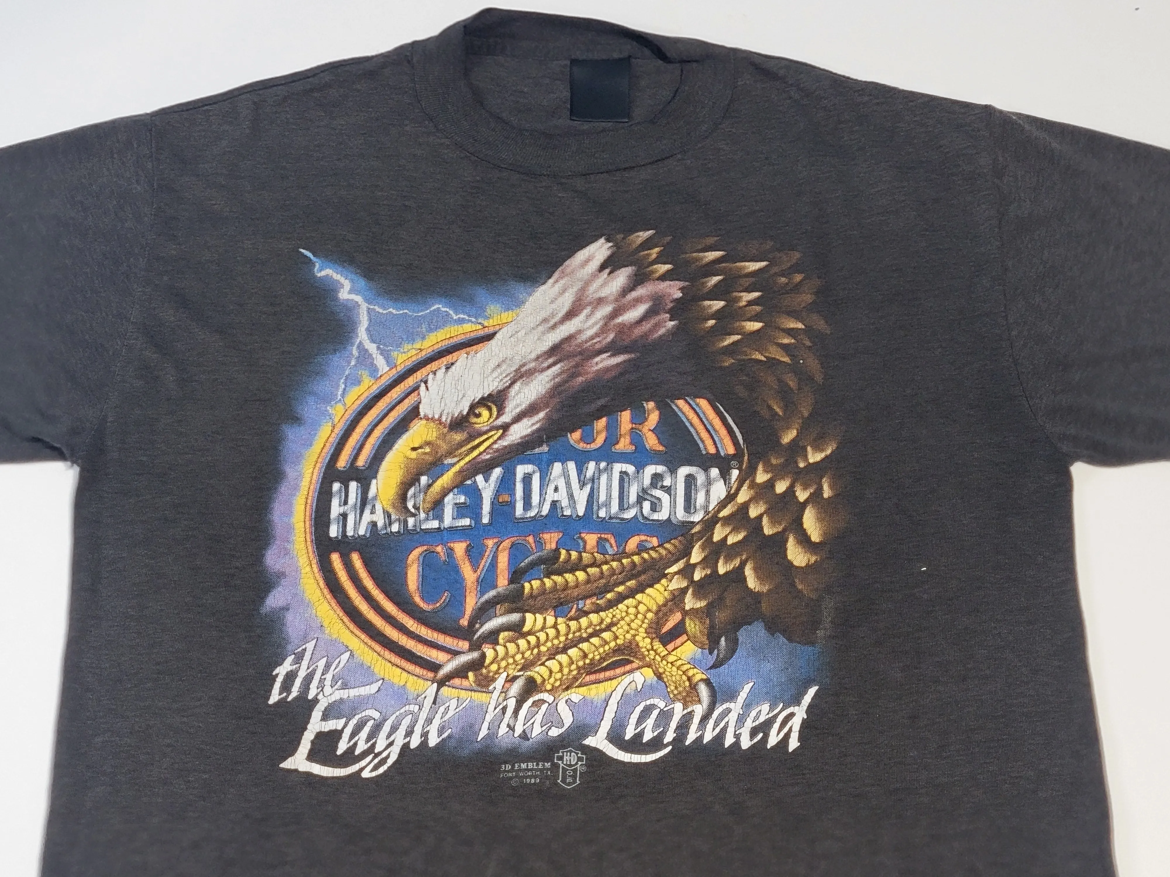 Vintage 1980s Harley Davidson 3D Eagle Emblem The Eagle Has Landed Brothers III T-Shirt