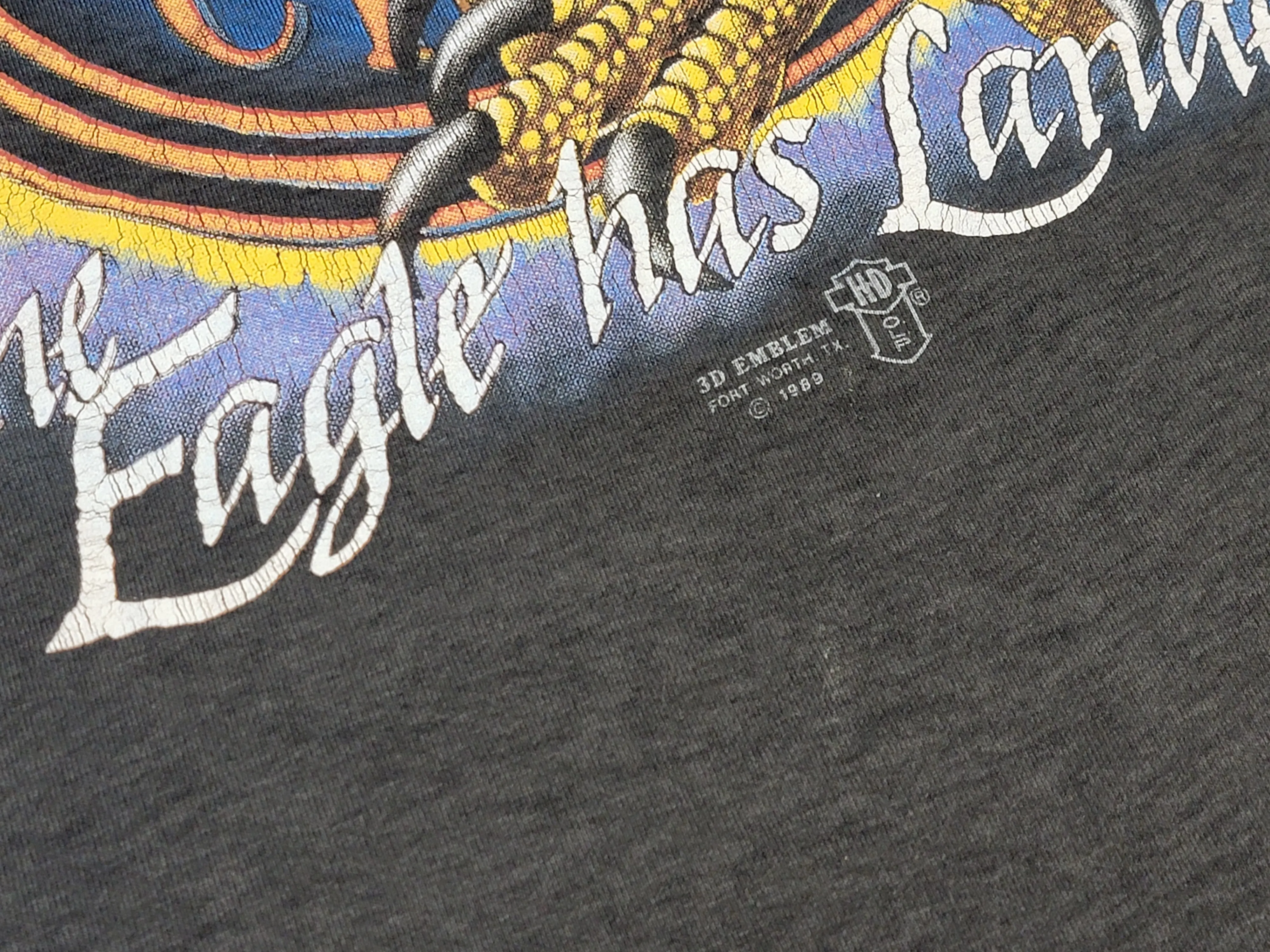 Vintage 1980s Harley Davidson 3D Eagle Emblem The Eagle Has Landed Brothers III T-Shirt