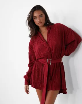 Heart Of Gold Mini Dress (Wine)