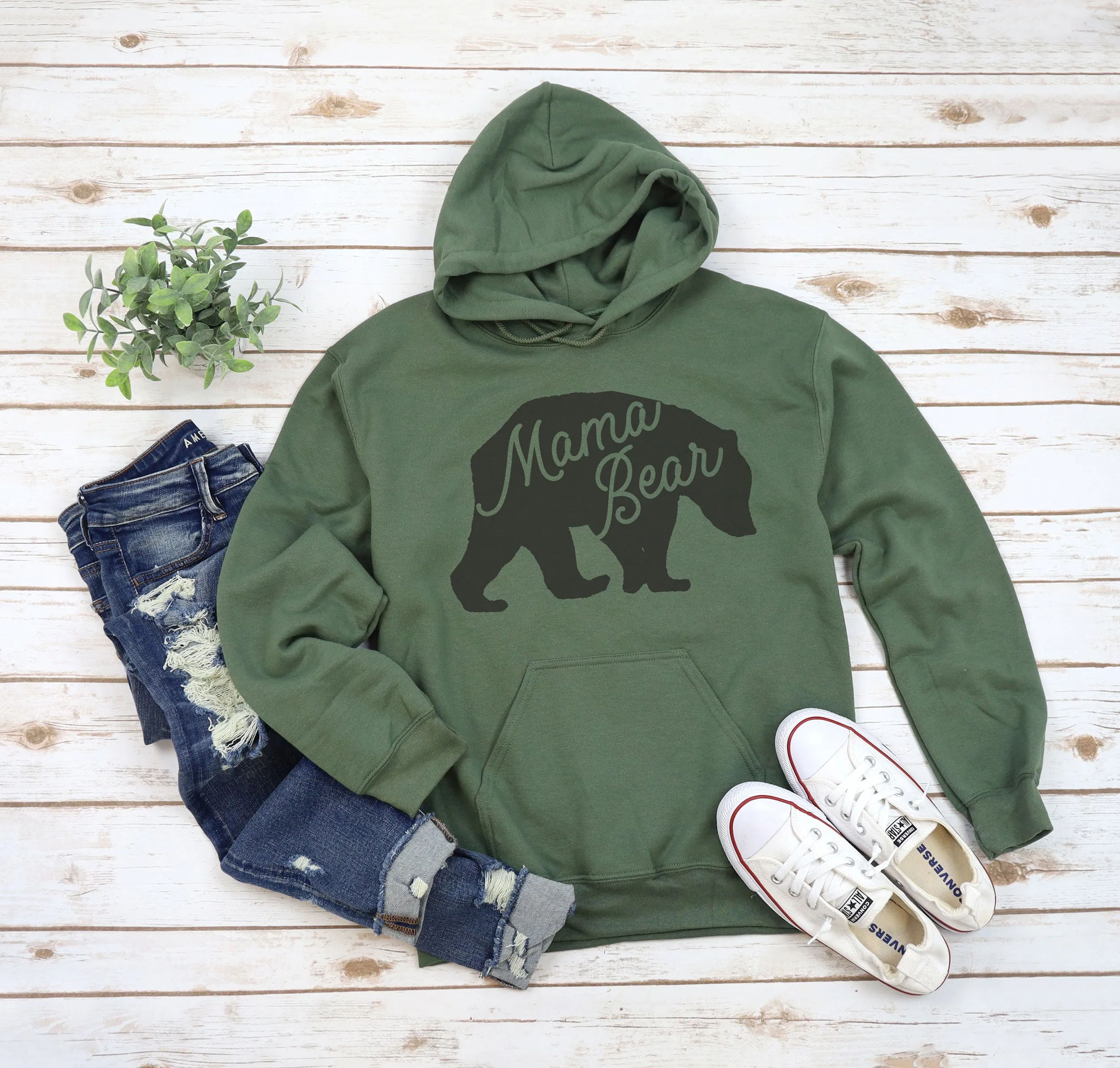 Mama Bear Silhouette Adult Hoodies - light or dark artwork