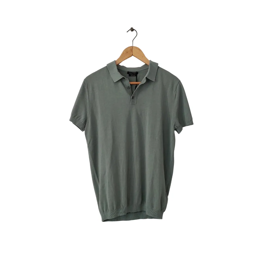 Massimo Dutti Men's Sage Green Polo Shirt | Brand New |