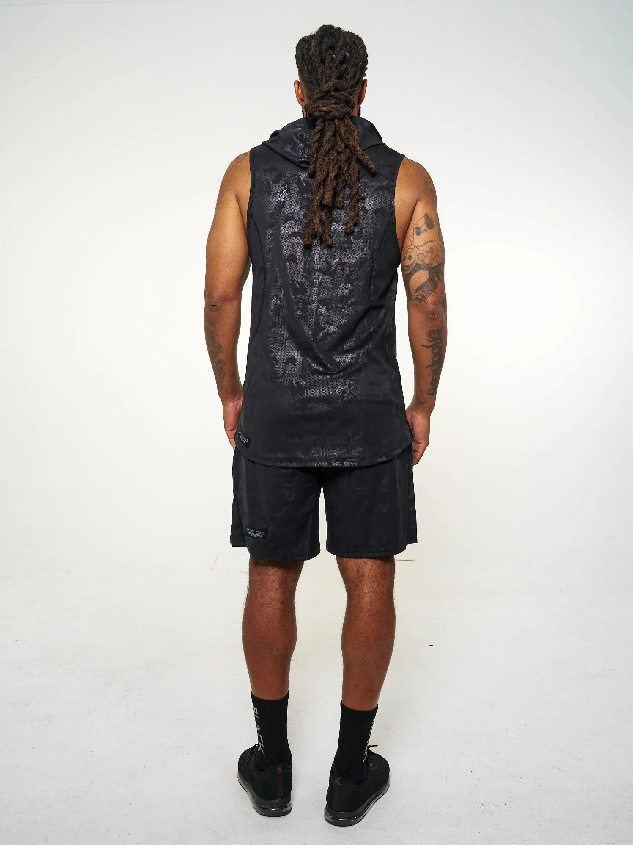 Men's Black Camo 2.0 Sleeveless Performance Hoodie