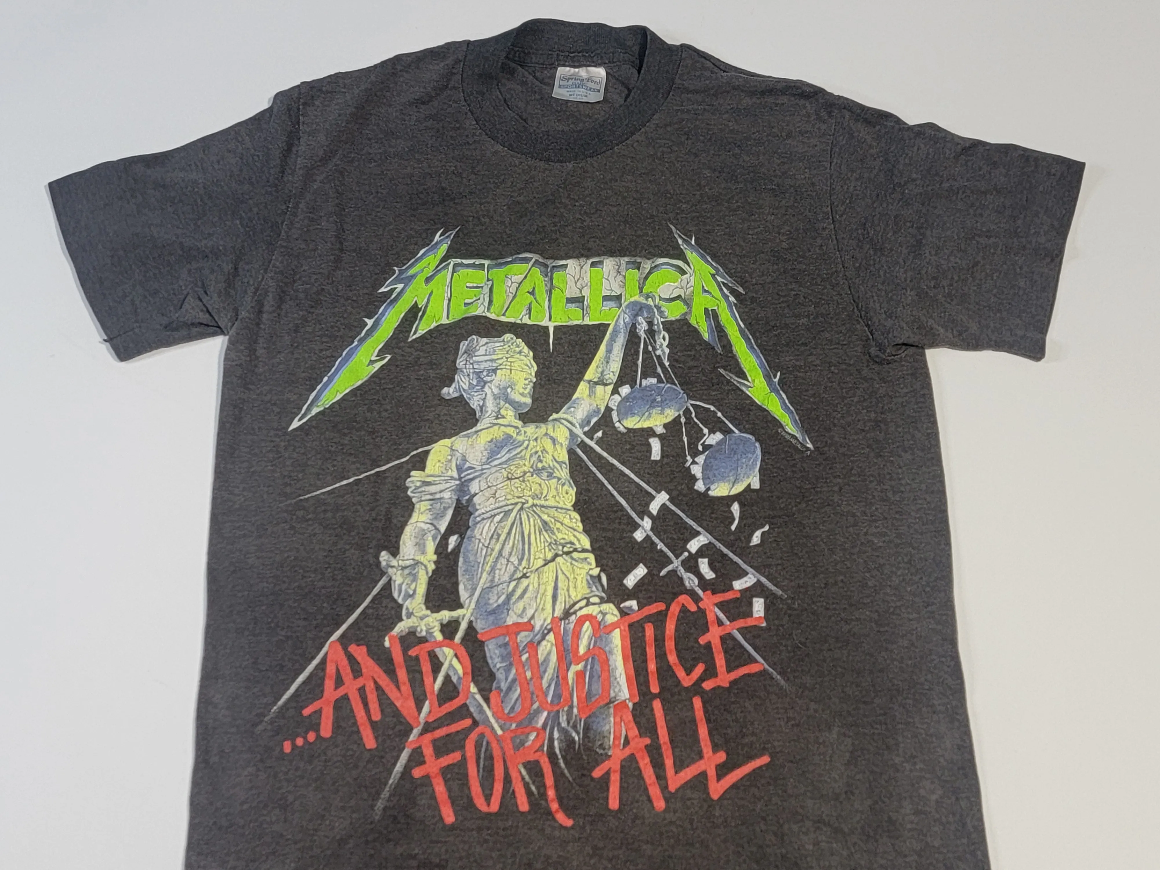 Vintage 1989 Metallica And Justice For All Tour Single Stitch Spring Ford T-Shirt - Authentic 80s Concert Tee