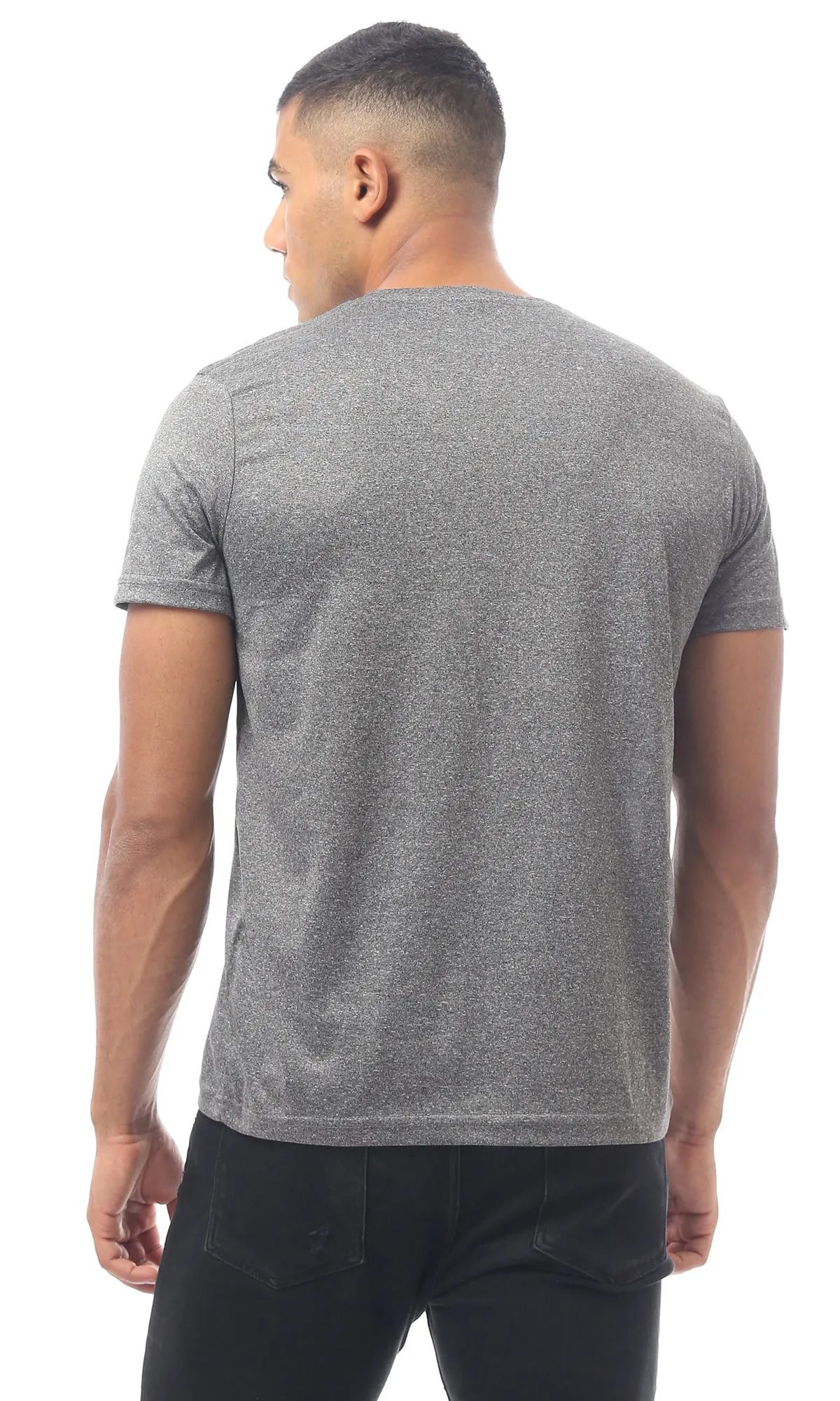 O171380 Cotton Slip On Heather Grey V-Neck Tee