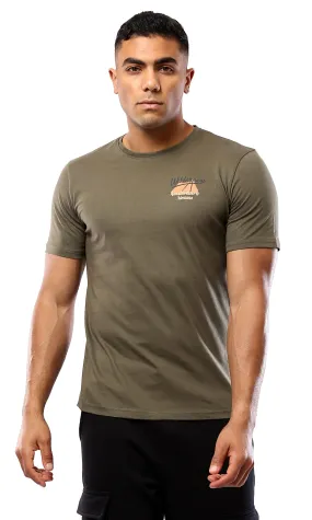 O179024 Dark Olive Tee With Mountain Explorer Back Print