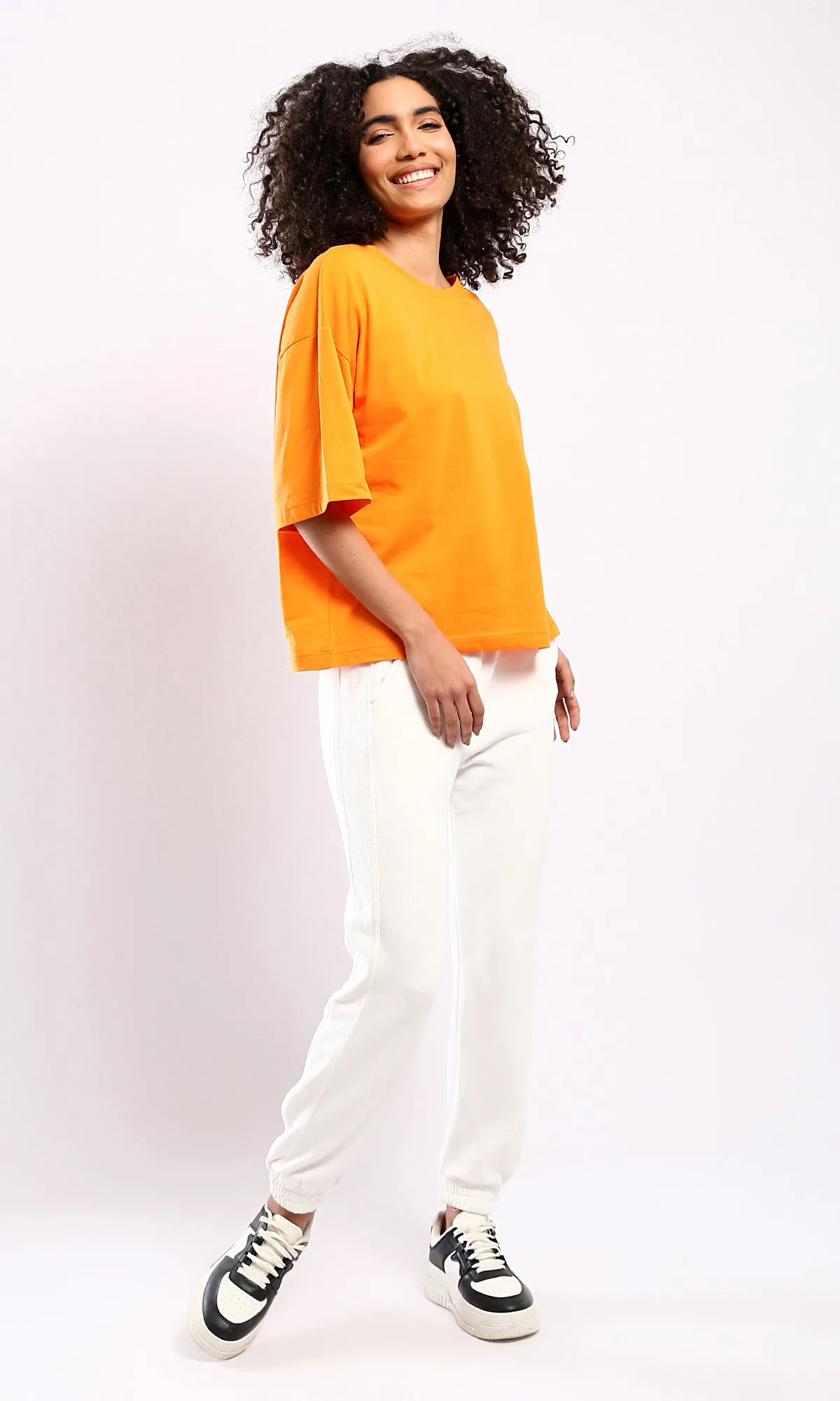 O179809 Solid Slip On Orange Comfy Cotton Tee