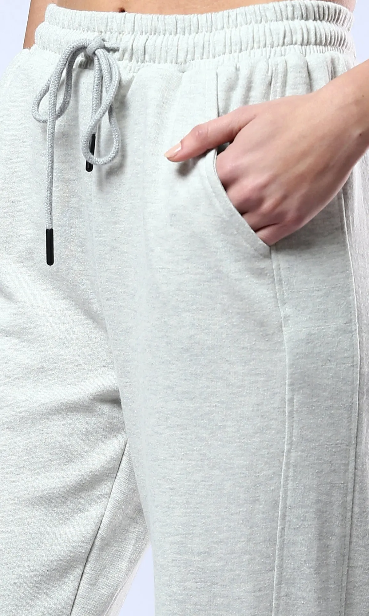 O179811 Heather Light Grey Comfy Cotton Jogger Pants