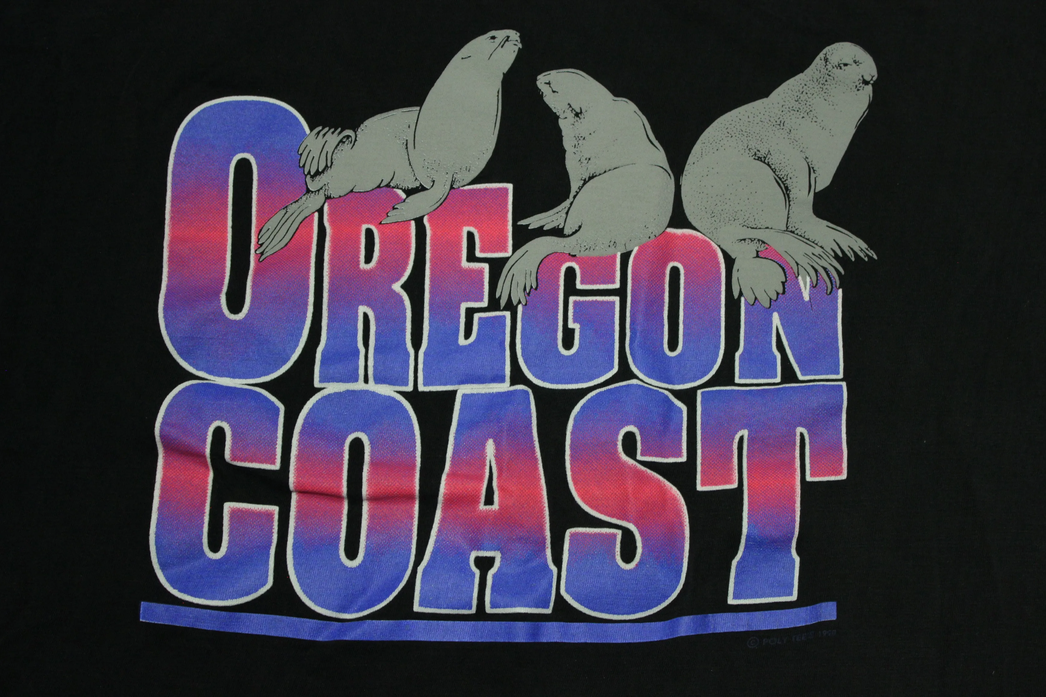 Oregon Coast Poly Tees Sea Lions Seals Vintage 90's Tourist T-Shirt