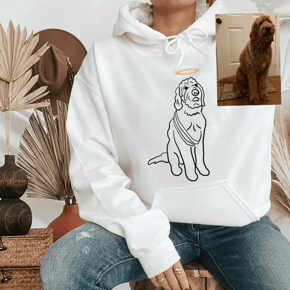 Personalized Embroidered Hoodies Custom Outline Photo Hoodie Couple Valentines Day Gifts