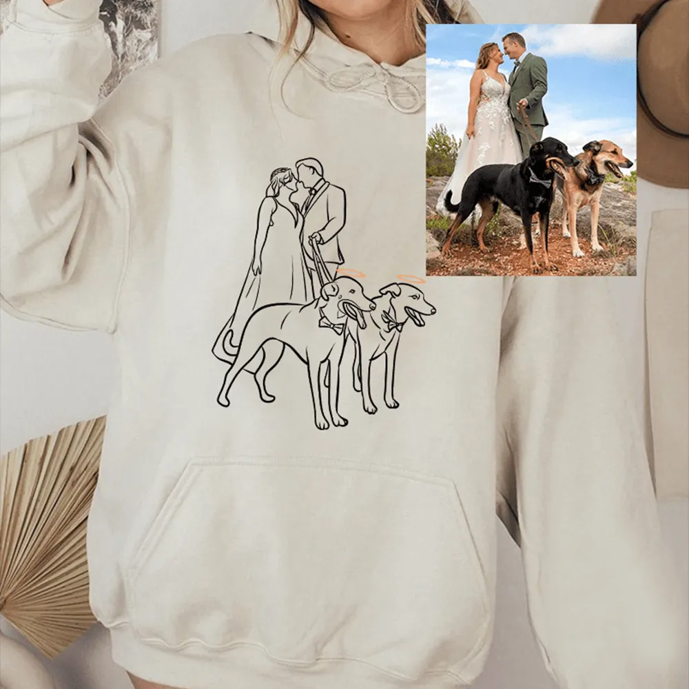 Personalized Embroidered Hoodies Custom Outline Photo Hoodie Couple Valentines Day Gifts