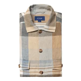 Plaid Linen Twill Overshirt