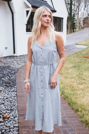 Reese Button Front Maxi Dress, Cream/Navy