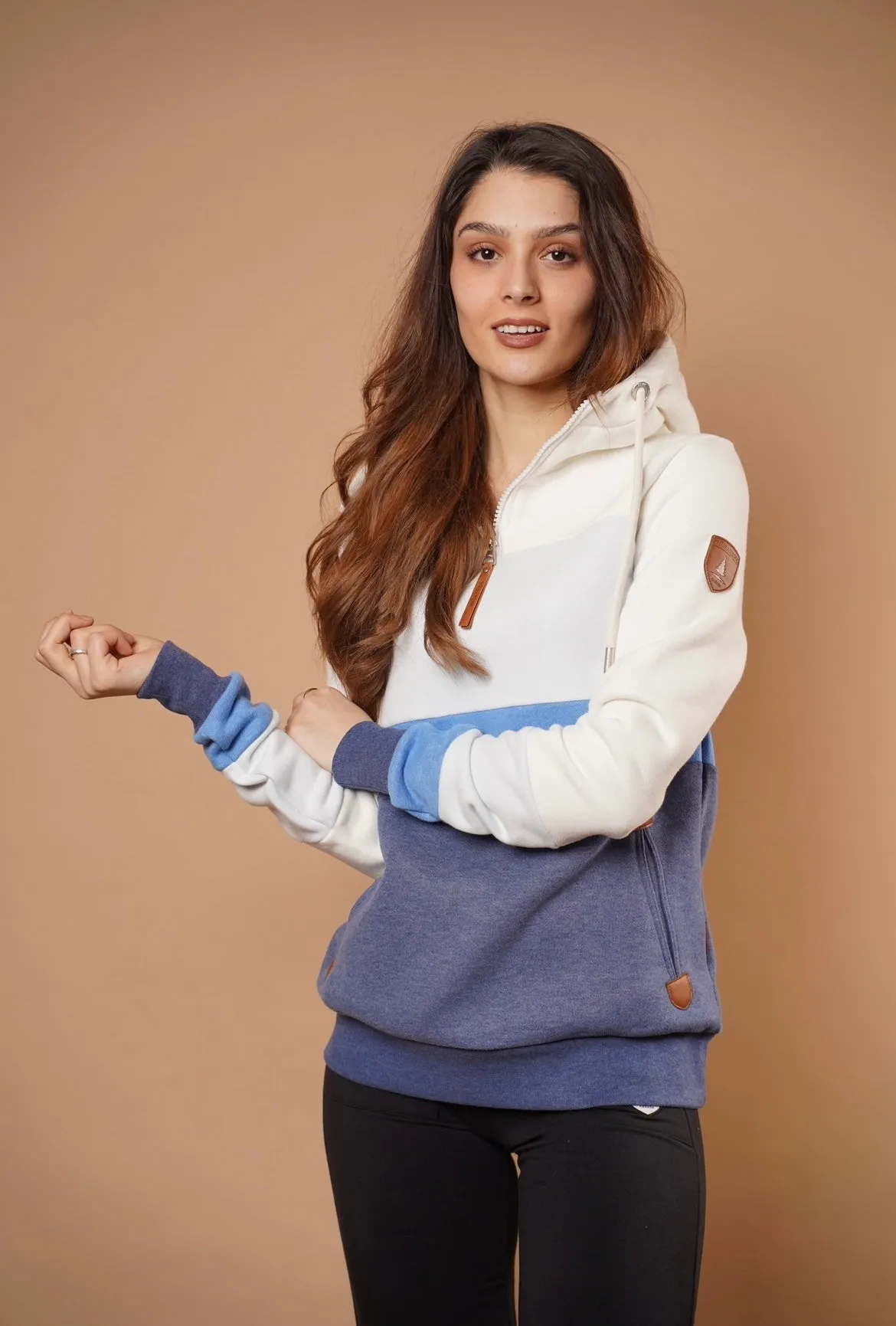 Suzon Half-Zip Hoodie in Ivory Mix