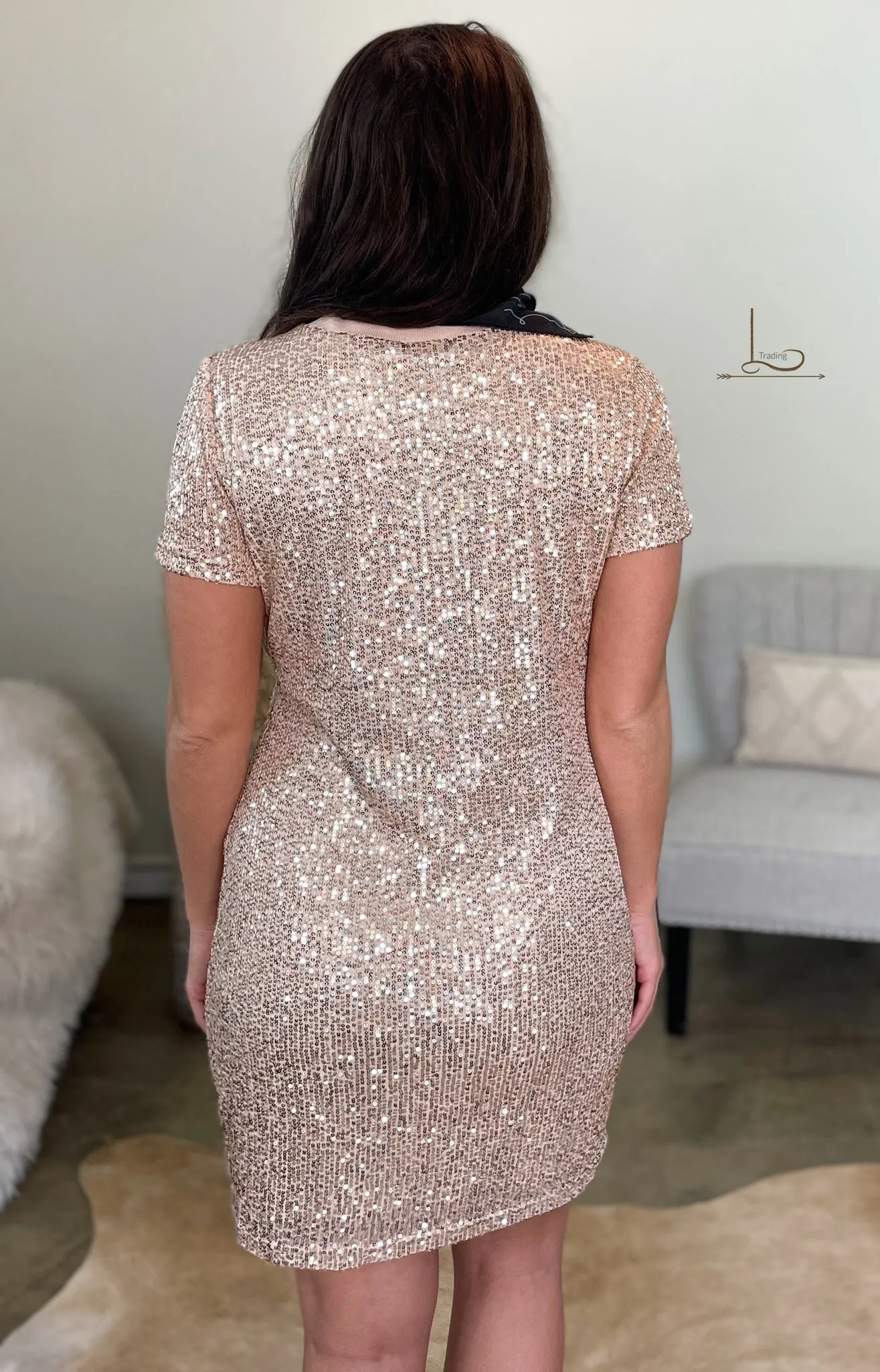 The Starry Night Sequin Dress in Rose Gold