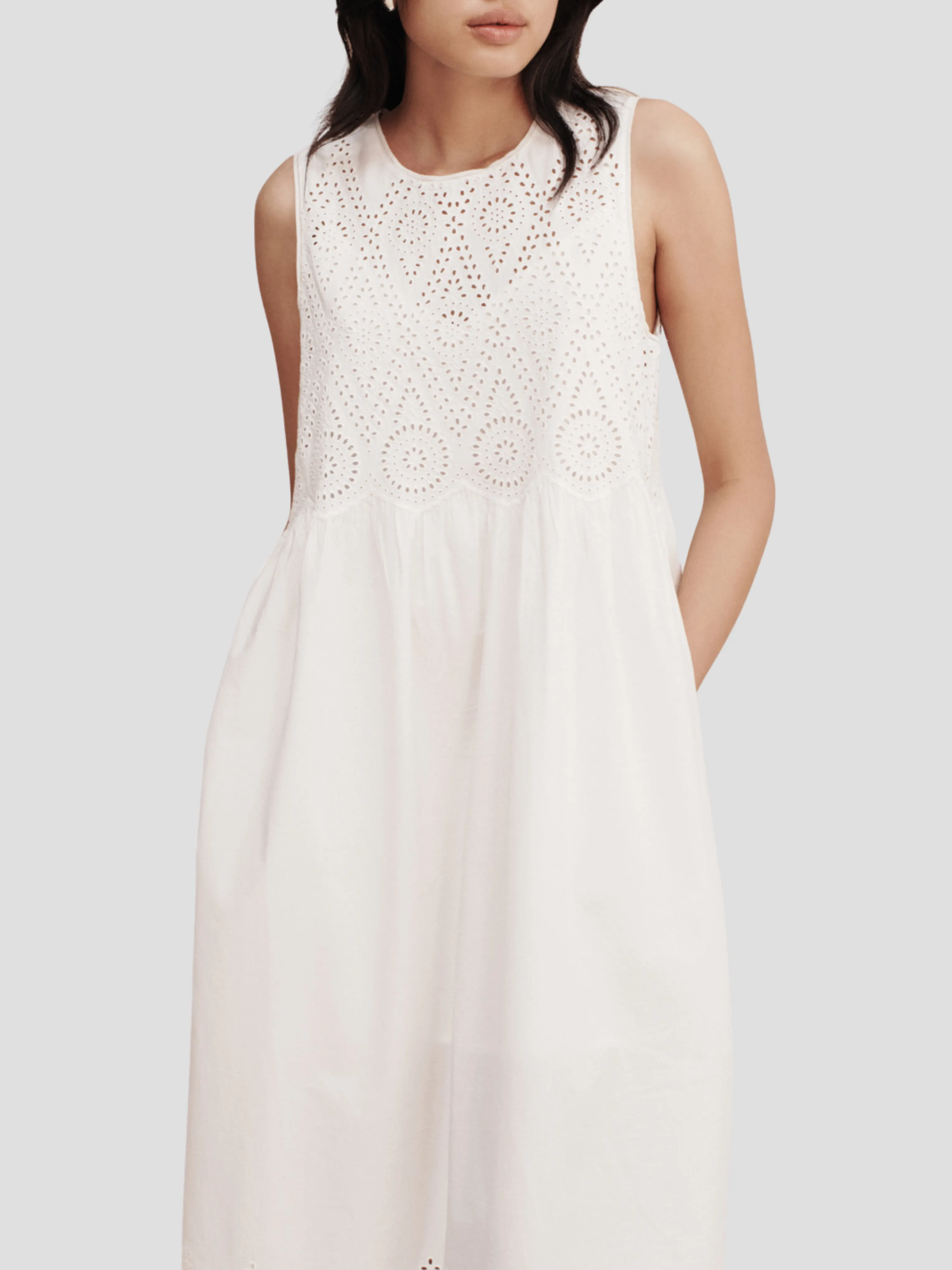 Vintage White Louisa Shift Midi Dress