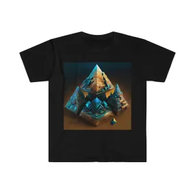 Visionary Psychedelic Ai Art Men's and Women's Unisex Soft Style T-Shirt for Festival and Street Wear Pyramids v3